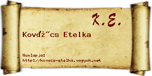 Kovács Etelka névjegykártya